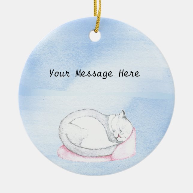 Sleeping Kitten Illustration Keramikornament (Vorne)