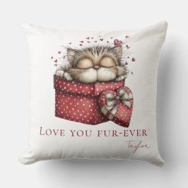 Sleeping Kitten Love You Fur-Ever Throw Pillow Kissen