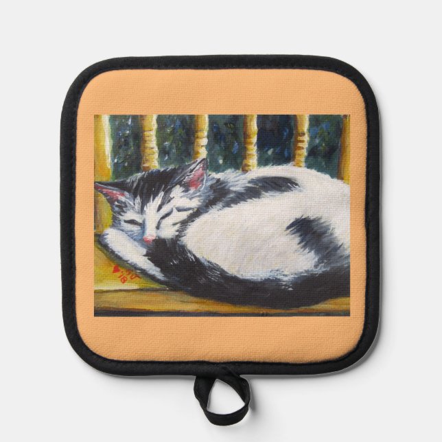 sleeping kitting on chair Oven Mitts & Pot Holders Topflappen (Vorderseite)