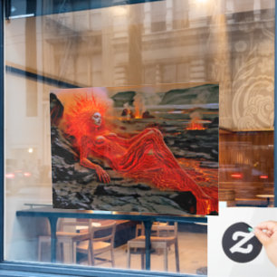 "Sleeping Magma" - Vulkanisches Frauenportrait Fensteraufkleber
