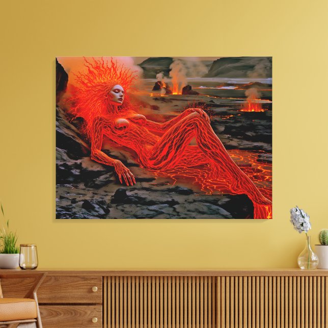 "Sleeping Magma" - Vulkanisches Frauenportrait Leinwanddruck (Insitu (Wohnzimmer))