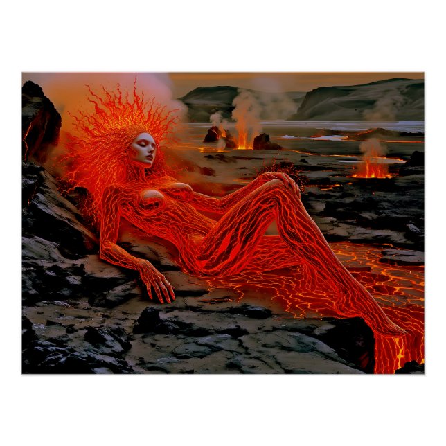 "Sleeping Magma" - Vulkanisches Frauenportrait Poster (Vorderseite)