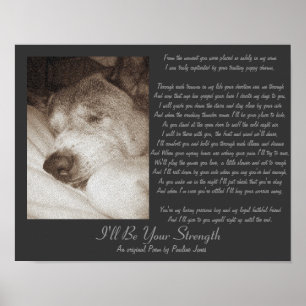 sleeping old akita dog animal sympathy poem poster