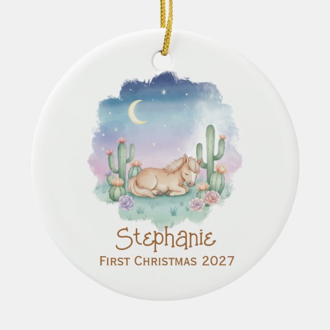 Sleeping Pony Desert Moon Keramik Ornament (Vorne)