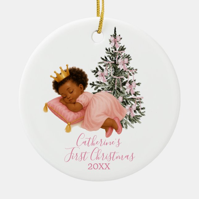 Sleeping Princess Baby Girl First Christmas  Keramik Ornament (Vorne)
