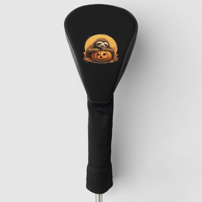 Sleeping Sloth and Halloween Pumpkin Classic T-Shi Golf Headcover (Vorderseite)