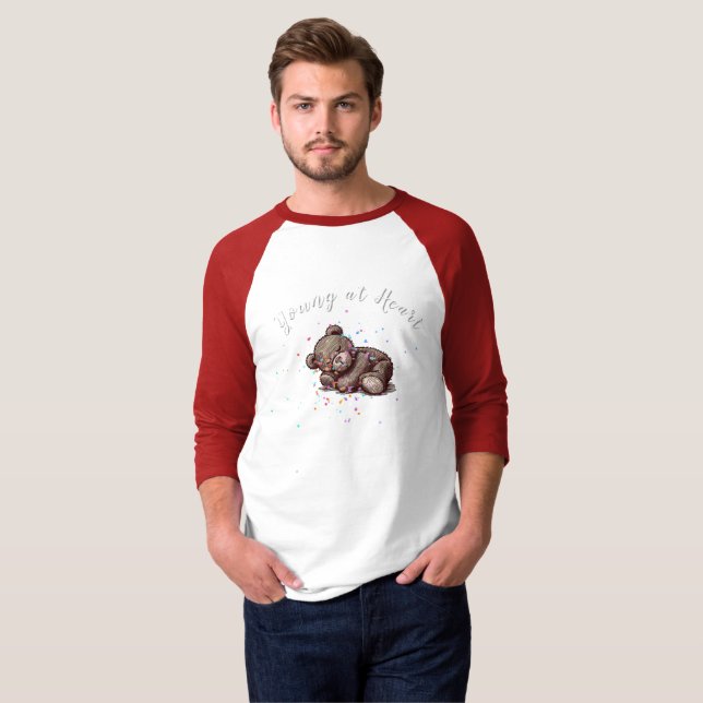 Sleeping Teddy Bear Raglan T-Shirt (Vorne ganz)