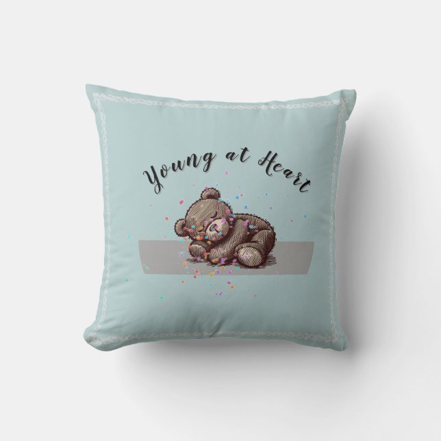 Sleeping Teddy Bear Throw Pillow Kissen (Vorderseite)