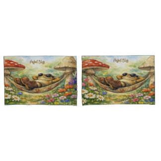 Sleeping Toad and Mushrooms Pillowcase Set  Kissenbezug
