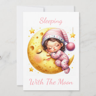 Sleeping with the Moon Girl's Baby Shower Einladung