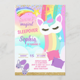 Sleepos Party Unicorn Regenbogen Slumber Geburtsta Einladung