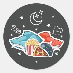 Sleepover Boy Sticker - Aufkleber für Party aus Gu