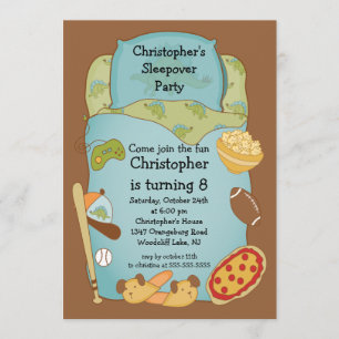 Sleepover Boys zum Geburtstag Einladung