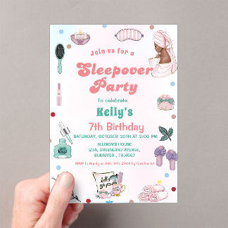 Sleepover Geburtstag Pamper Party Geburtstag Acryleinladungen