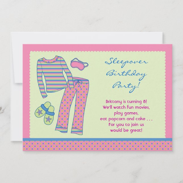 Sleepover-Geburtstags-Party Einladung (Vorderseite)