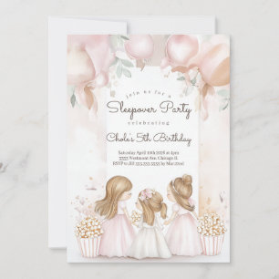 Sleepover Geburtstagsparty Filmabend Mädchen Gebur Einladung