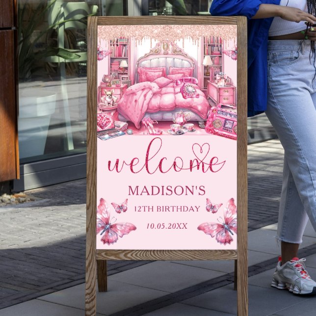Sleepover Girl Geburtstag Personalisierter Empfang Poster (Von Creator hochgeladen)