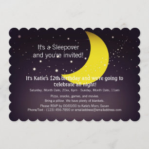 Sleepover-Mond und Sterne Einladung