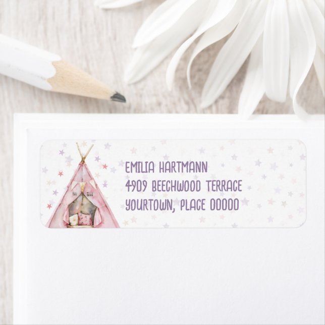 Sleepover Pajama Birthday Party Return Address (Insitu)