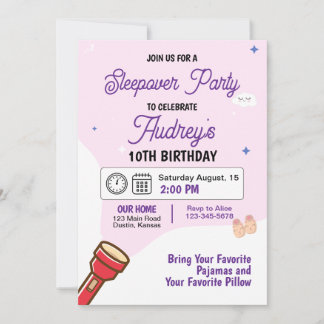 Sleepover Pajama Party Einladung zum Geburtstag