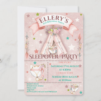 Sleepover Party Invites | Birthday Slumber Party Einladung