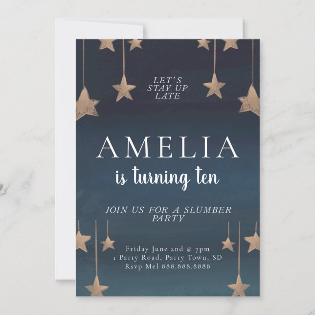 Sleepover & Slumber Party Einladung zum Geburtstag (Vorderseite)