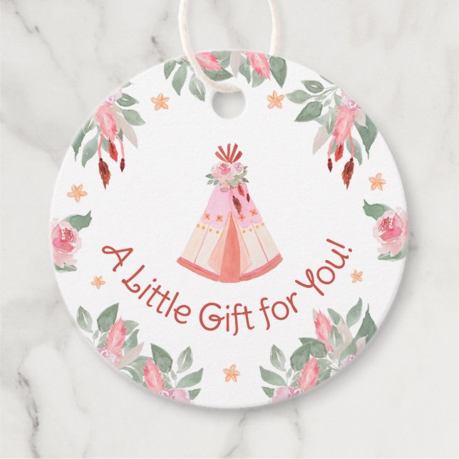 Sleepover Slumber Party Girl Pink Teepee Geburtsta Geschenkanhänger (Vorderseite)