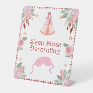 Sleepover Slumber Party Girl Pink Teepee Geburtsta Sockelschild