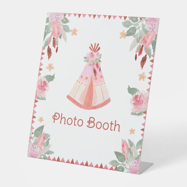 Sleepover Slumber Party Girl Pink Teepee Geburtsta Sockelschild (Vorderseite)