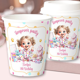 Sleepover Slumber Party Niedliches Mädchen Geburts Pappbecher