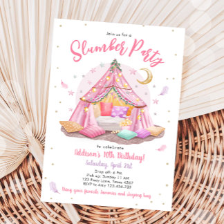 Sleepover Slumber Partys Glamping Zelt Geburtstag Einladung