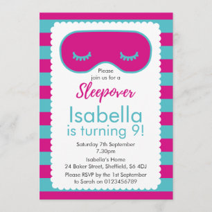 Sleepover-Thema Geburtstagsfeier Einladung