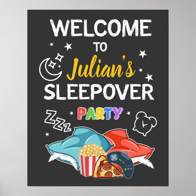 Sleepover Welcome Sign - BOY BIRTHDAY POSTER (Vorne)