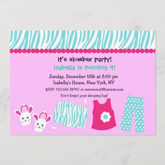 Sleepoverzebra-Druck-Geburtstags-Party Einladungen