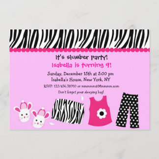 Sleepoverzebra-Druck-Geburtstags-Party Einladungen