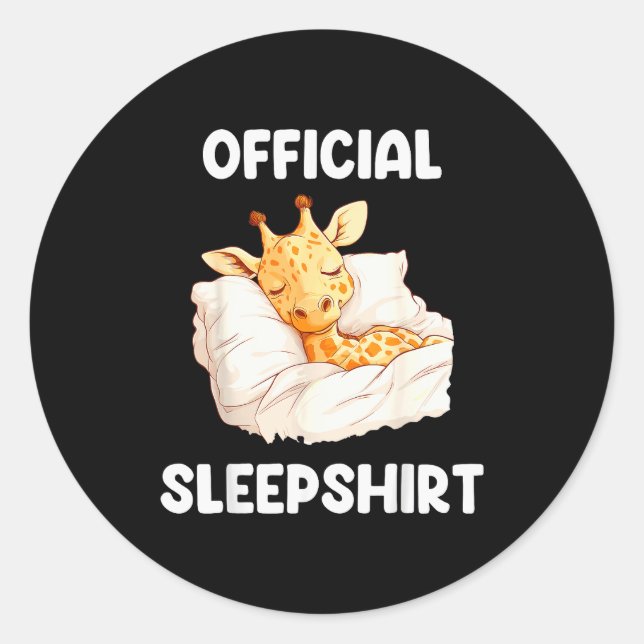 Sleepshirt Sleeng Giraffe Animal Lovers Pajama  Runder Aufkleber (Vorderseite)