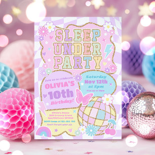 Sleepunder Geburtstagsparty Preppy Varsity Patch Einladung