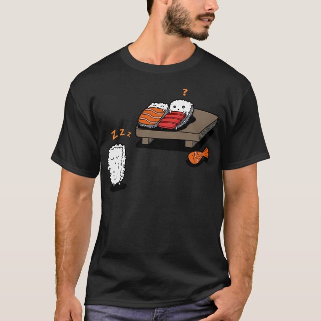Sleepwalking Sushi Funny Kawaii Sushi Cartoon T-Shirt (Vorderseite)