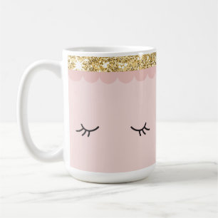 SLEEPY Augen geschlossen offene Wimpern Gold blass Kaffeetasse