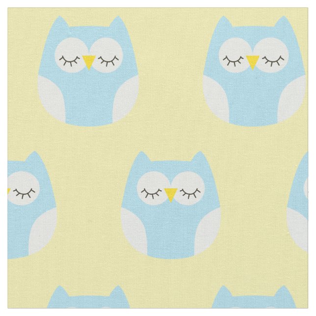 Sleepy Baby Owls Niedliches Kinderzimmer Dekoratio Stoff (Nahaufnahme)