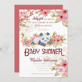 Sleepy Baby Panda Pink Cherry Blossom Babydusche Einladung