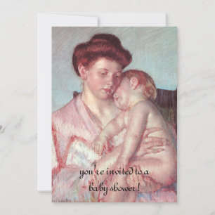 Sleepy Baby von Mary Cassatt, Vintage Babydusche Einladung