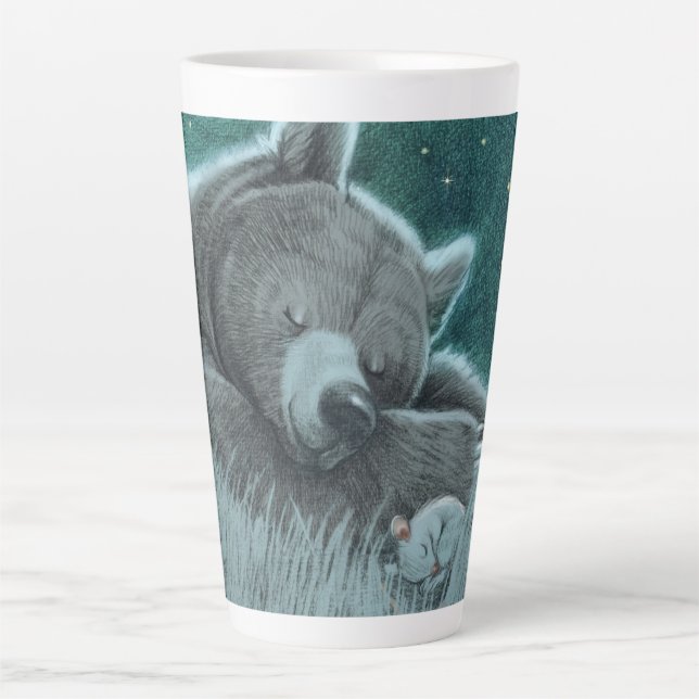 Sleepy Bär und Maus Latte Tasse (Vorderseite)