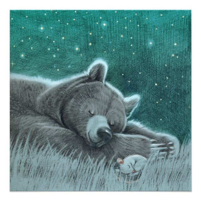 Sleepy Bear and Mouse Print Fotodruck (Vorne)