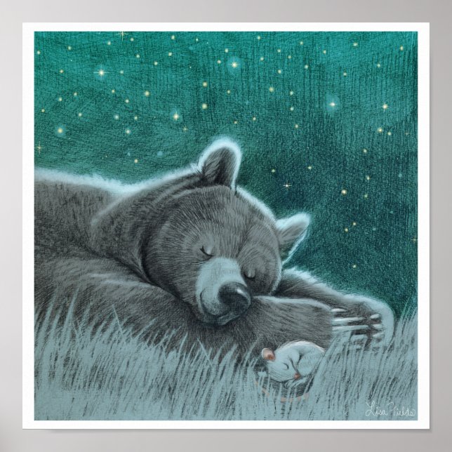 Sleepy Bear and Mouse Print Poster (Vorne)