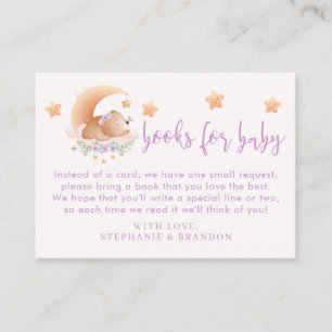 Sleepy Bear auf Cloud Baby Girl Book Request Cards Visitenkarte