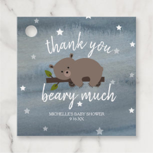 Sleepy Bear Cub Wasserfarbe Sterne Babydusche Geschenkanhänger