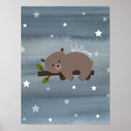 Sleepy Bear Cub Watercolor Kinderzimmer Arktis Poster