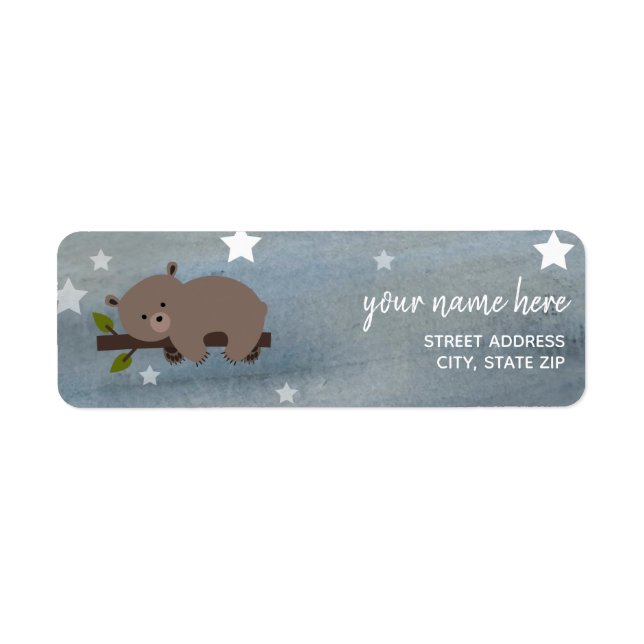 Sleepy Bear Stars Watercolor Babydusche Anschrift (Vorne)