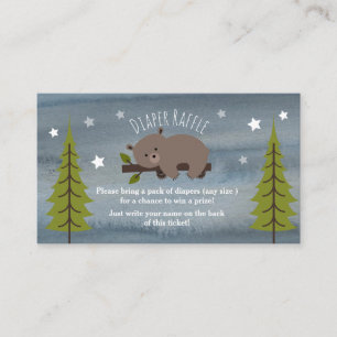 Sleepy Bear Watercolor Stars Baby Diaper Raffel Begleitkarte